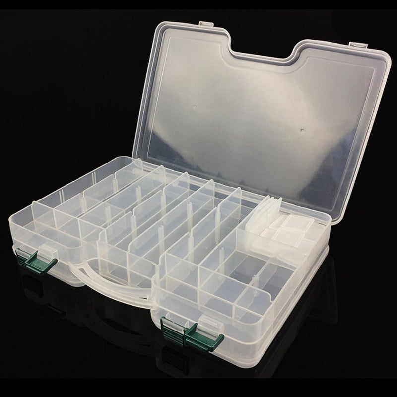 Mimilure 2 Sided Fishing Tackle Box: 44 Compartments Large Fishing Lure Storage Box with Dividers (White) - Image 1